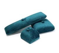 Coffret à bijoux en flanelle à double ouverture, 3 pièces, organiseur de rangement souple for bagues, pendentifs et bracelets Emballage cadeau(Mist Blue)