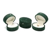 Coffret à bijoux en flanelle vert foncé, coffret à bagues de style vintage for boucles d'oreilles et pendentifs, présentoir à bijoux en perles Emballage cadeau