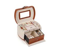 Coffret à Bijoux en Lin à Trois Niveaux, Double tiroir, Cuir synthétique, Style Antique, boîte de Rangement pour Bijoux