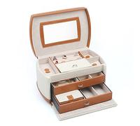 Coffret à Bijoux en Lin à Trois Niveaux, Double tiroir, Cuir synthétique, Style Antique, boîte de Rangement pour Bijoux