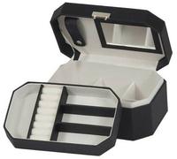 Coffret à bijoux en simili cuir noir octogonale
