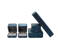Coffret à bijoux en similicuir bleu, organiseur de rangement for bagues, pendentifs, boucles d'oreilles, bracelets et chaînes longues. Emballage cadeau