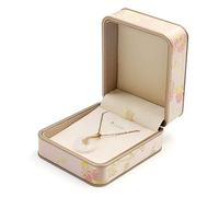 Coffret à bijoux en soie brodée, luxueux coffret doublé de velours avec cadre doré for jadéite, bagues, colliers et bracelets Emballage cadeau(90 * 75 * 55mm)