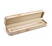 Coffret à bijoux en soie brodée, luxueux coffret doublé de velours avec cadre doré for jadéite, bagues, colliers et bracelets Rangement de bijoux(230 * 57 * 50mm)