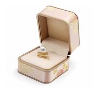 Coffret à bijoux en soie brodée, luxueux coffret doublé de velours avec cadre doré for jadéite, bagues, colliers et bracelets Emballage cadeau(65 * 60 * 55mm)