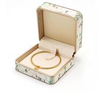 Coffret à bijoux en soie brodée, vitrine de style ancien doré for jadéite, bagues, pendentifs, colliers et bracelets Rangement de bijoux(Beige,155g)