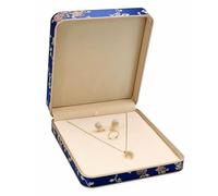 Coffret à bijoux en soie brodée, vitrine de style ancien doré for jadéite, bagues, pendentifs, colliers et bracelets Rangement de bijoux(Donker Blauw,533g)