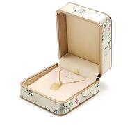 Coffret à bijoux en soie brodée, vitrine de style ancien doré for jadéite, bagues, pendentifs, colliers et bracelets Rangement de bijoux(Beige,122g)