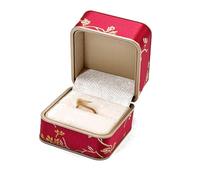 Coffret à bijoux en soie brodée, vitrine de style ancien doré for jadéite, bagues, pendentifs, colliers et bracelets Rangement de bijoux(Rot,81g)