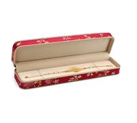 Coffret à bijoux en soie brodée, vitrine de style ancien doré for jadéite, bagues, pendentifs, colliers et bracelets Emballage cadeau(Rot,208g)