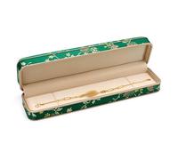 Coffret à bijoux en soie brodée, vitrine de style ancien doré for jadéite, bagues, pendentifs, colliers et bracelets Emballage cadeau(Dark Green,208g)