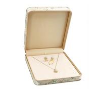 Coffret à bijoux en soie brodée, vitrine de style ancien doré for jadéite, bagues, pendentifs, colliers et bracelets Rangement de bijoux(Beige,533g)