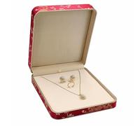 Coffret à bijoux en soie brodée, vitrine de style ancien doré for jadéite, bagues, pendentifs, colliers et bracelets Rangement de bijoux(Rot,533g)