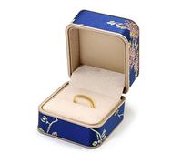 Coffret à bijoux en soie brodée, vitrine de style ancien doré for jadéite, bagues, pendentifs, colliers et bracelets Emballage cadeau(Donker Blauw,81g)