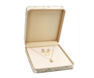 Coffret à bijoux en soie brodée, vitrine de style ancien doré for jadéite, bagues, pendentifs, colliers et bracelets Rangement de bijoux(Beige,533g)