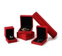 Coffret à bijoux en velours, 4 pièces, organiseur de bijoux for colliers, bagues, bracelets, pendentifs et boucles d'oreilles, boîte de rangement Emballage cadeau(Rot)