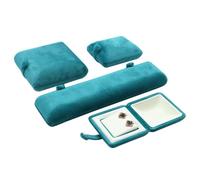 Coffret à bijoux en velours bleu clair, organisateur for bagues, boucles d'oreilles, pendentifs et colliers, boîte à bagues et emballage for boucles d'oreilles en perles Rangement de bijoux