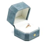 Coffret à bijoux en velours for perles, colliers, bracelets, bagues, boucles d'oreilles et broches, élégant coffret for femme(Blauw,6.3 * 6.3 * 6cm)