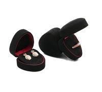 Coffret à bijoux en velours microfibre, organisateur 3 pièces for alliances et boucles d'oreilles, emballage for pendentif, collier bracelet(Svart)