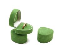 Coffret à bijoux en velours microfibre, organisateur 3 pièces for alliances et boucles d'oreilles, emballage for pendentif, collier bracelet(Groen)