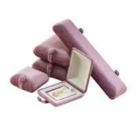 Coffret à bijoux en velours violet, 5 pièces, avec couvercle rabattable et motif coquillage, for colliers de perles, bagues et boucles d'oreilles. Rangement de bijoux