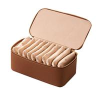 Coffret à bijoux grande capacité avec 12 pochettes en velours, organiseur de bracelets et colliers haut de gamme avec affichage transparent Emballage cadeau(Brown)