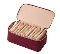 Coffret à bijoux grande capacité avec 12 pochettes en velours, organiseur de bracelets et colliers haut de gamme avec affichage transparent Emballage cadeau(Burgundy)