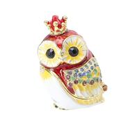 Coffret à Bijoux Hibou Couronné Rouge en Alliage, Rangement Décoratif