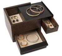 Coffret à bijoux noyer et noir avec tiroirs à compartiments cachés UMBRA Noir Noir G