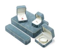 Coffret à bijoux octogonal en dentelle bleu clair, écrin de style vintage for bague fiançailles avec rangement for collier perles et bracelet