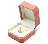 Coffret à bijoux octogonal en dentelle, rangement for bagues de fiançailles et colliers, présentoir créatif for bagues de fiançailles en diamant Emballage cadeau(Roze,8.5 * 7.3 * 4.5cm)