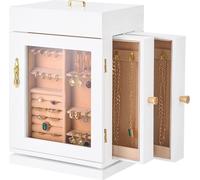 Coffret à bijoux Organizer avec 4 crochets pour colliers pivotants - Coffret à bijoux pour le rangement et l'organisation
