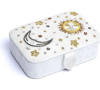 Coffret à bijoux / tarot en velours blanc avec soleil et lune -- 11x15,5x5 cm