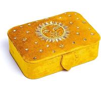 Coffret à bijoux / tarot en velours jaune avec soleil -- 11x15,5x5 cm