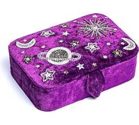 Coffret à bijoux / tarot en velours lilas avec galaxie -- 11x15,5x5 cm