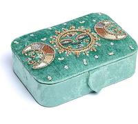 Coffret à bijoux / tarot velours menthe avec phases de lune -- 11x15,5x5 cm