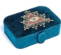 Coffret à bijoux / tarot velours pétrole avec œil de tarot -- 11x15,5x5 cm