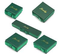 Coffret à bijoux vert foncé avec nœud, 6 pièces, emballage papier for bagues, colliers et bracelets, protection en mousse doublée de polaire Emballage cadeau