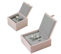 Coffret à bijoux vintage à couvercle rabattable avec bordure dorée, coffret for bagues et boucles d'oreilles en velours flocon de neige, doublure élégante en flanelle Rangement de bijoux(Roze)