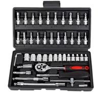 Coffret a cliquet dents et douilles liquet Combinée Pour Réparation Automobile Boîte À Outils Entretien Automobile Douilles Montées Sur Véhicule Kit D'outils De Réparation 46 Pièces