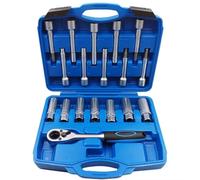 Coffret a cliquet dents et douilles Kit D'outils Retrait D'écrou Jambe Force Amortisseur Suspension Moyeu Direction Jeu Douilles À Cliquet Outil Réparation Automobile 18 Pièces