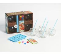 Coffret à cocktail - FIRST - Le fish bowl - 4 verres aquariums - 4 pailles biodégradables - 1 moule à glaçons