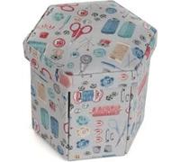 Coffret à couture Hexagonal motif mercerie - 11,5 x 11,5 x 12 cm - Distrifil(...) - Ecru Ecru G