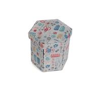 Coffret à couture Hexagonal motif mercerie - 11,5 x 11,5 x 12 cm - Distrifil(...) - Ecru Ecru