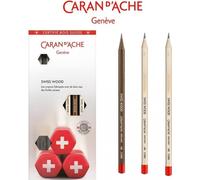 Coffret à crayons en bois suisse 3pcs+gomme+crayon