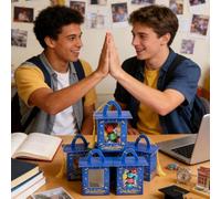 Coffret À Cupcakes De Remise De Diplôme - 12 Pièces Contenants À Friandises Pour Chapeau De Remise De Diplôme Avec Pompons Et Fenêtre Transparente | Boîtes À Bonbons En Papier Bleu Et Noir | Cadeaux D