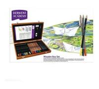 Derwent Academy - Coffret Cadeau Spécial Dessin & Croquis, avec Crayons de Couleurs / Aquarellables / Graphites & Accessoires, Coffret en Bois, Qualité Professionnelle, 2300147
