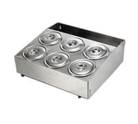 Coffret À Épices en Acier Inoxydable avec Couvercles pour Buffets Intérieurs Et Extérieurs, Maisons, Cafés, Débits De Boissons, Restaurants Et Événements Traiteur (45 X 39,5 X 14 Cm)