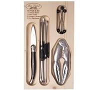 Laguiole Jean Dubost 97916 Coffret Set Fruits de Mer Couteau Huître 6 Curettes Homards 6 Pics 1 Pince Crabe, Acier Inoxydable