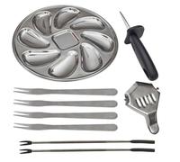 Coffret à huîtres 9 pièces en acier inoxydable - - ALTOBUY Gris